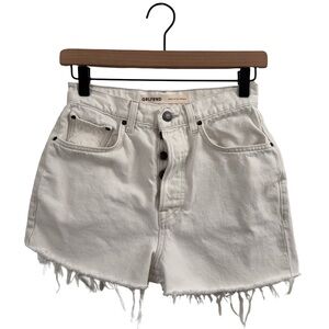 GRLFRND Off-White Frayed Jean Shorts